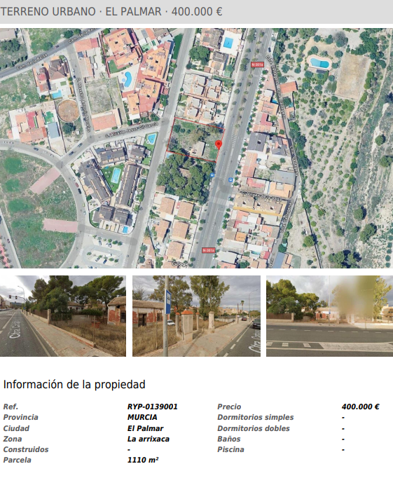 Terreno urbano en venta en El Palmar, junto a La Arrixaca